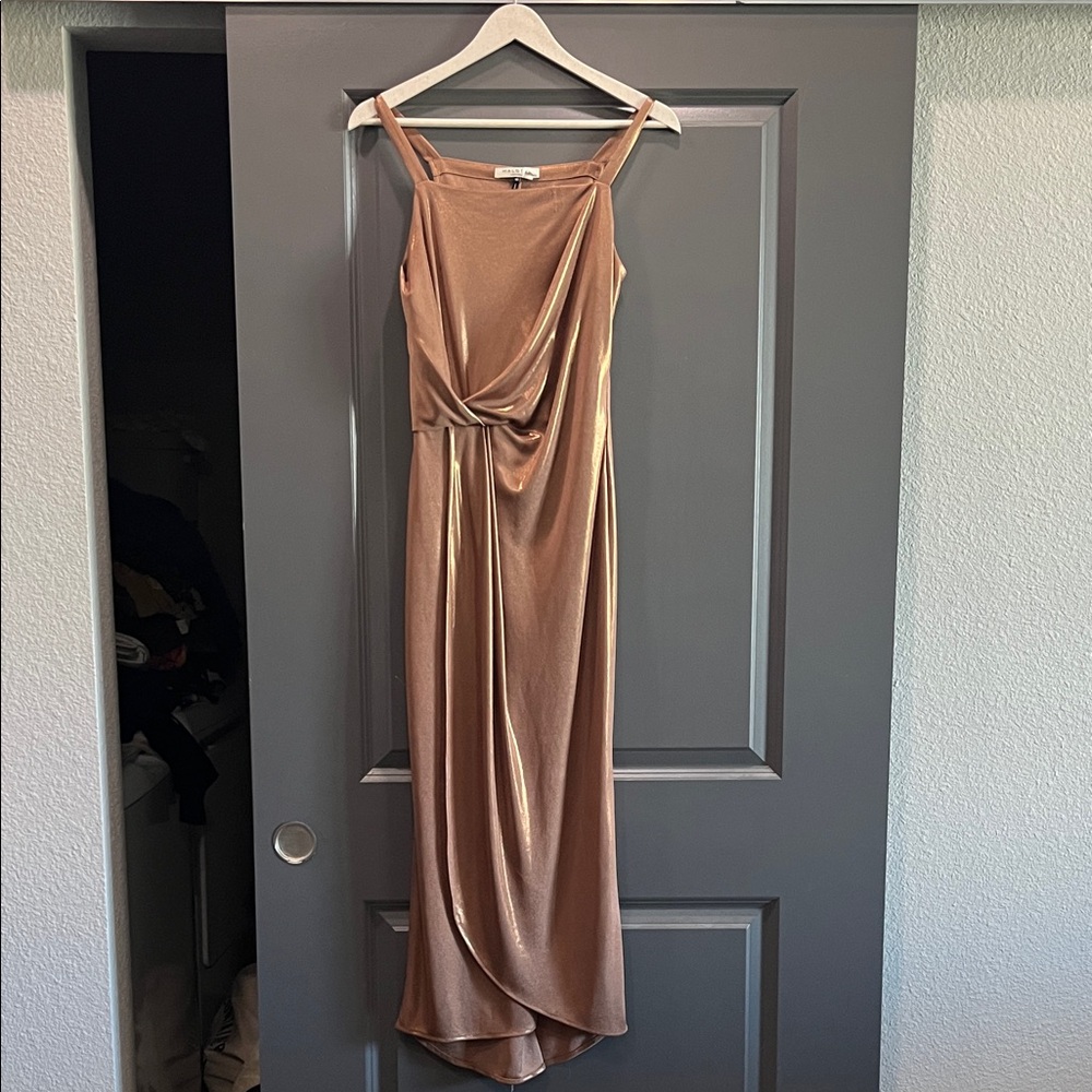 Halston Heritage Bronze Asymmetrical Dress